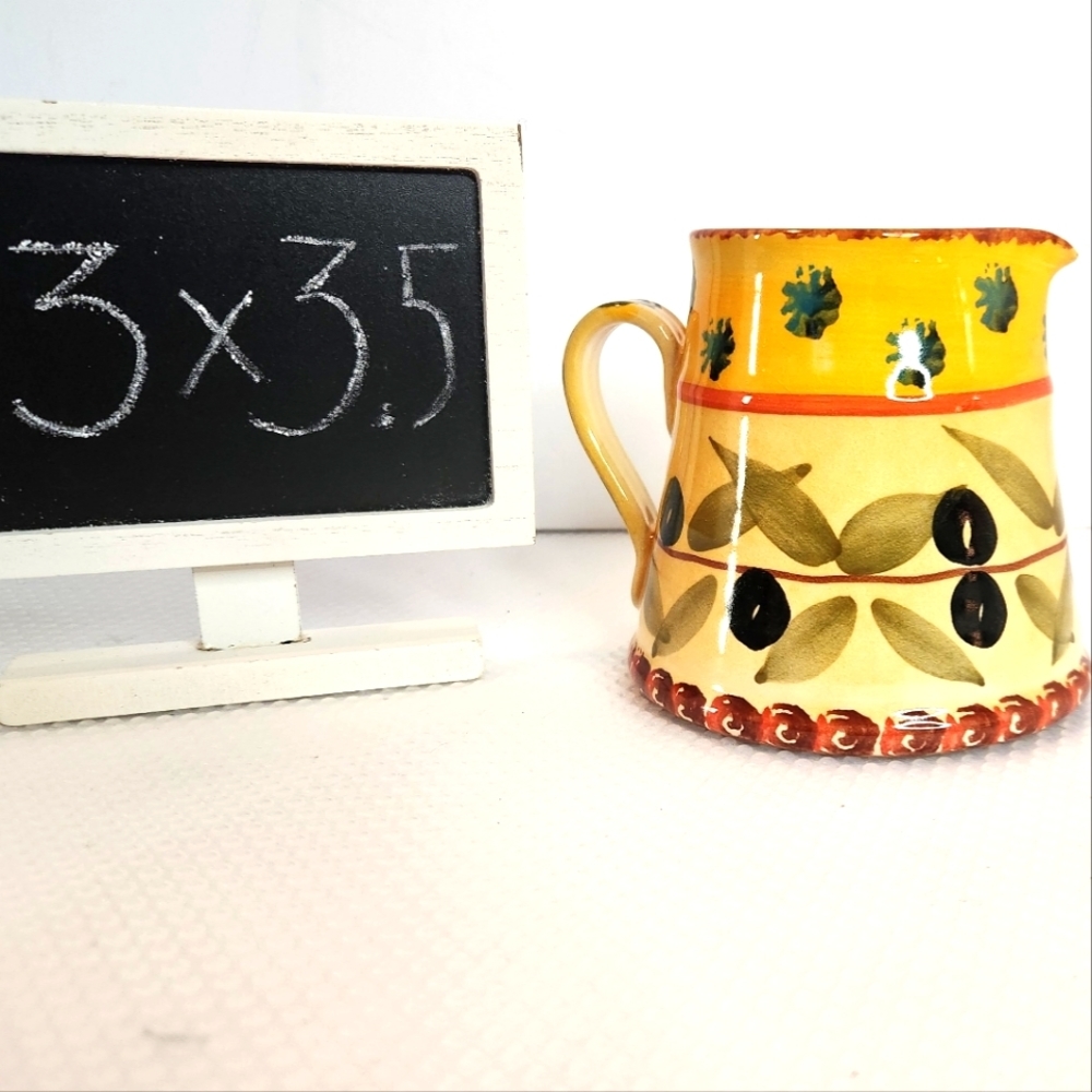 Italica Ars vintage hand painted black‎ olive motif creamer pitcher